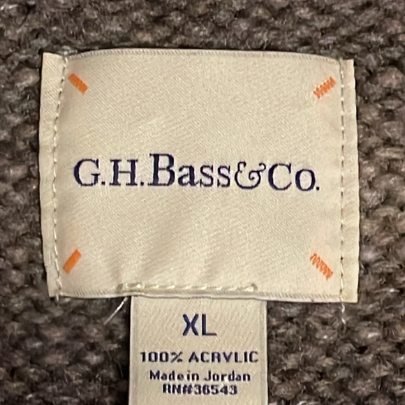 G.H. Bass &Co 1/4 Button pullover Sweater cross stitch elbows Men’s Sz XL hombre - Picture 3 of 15